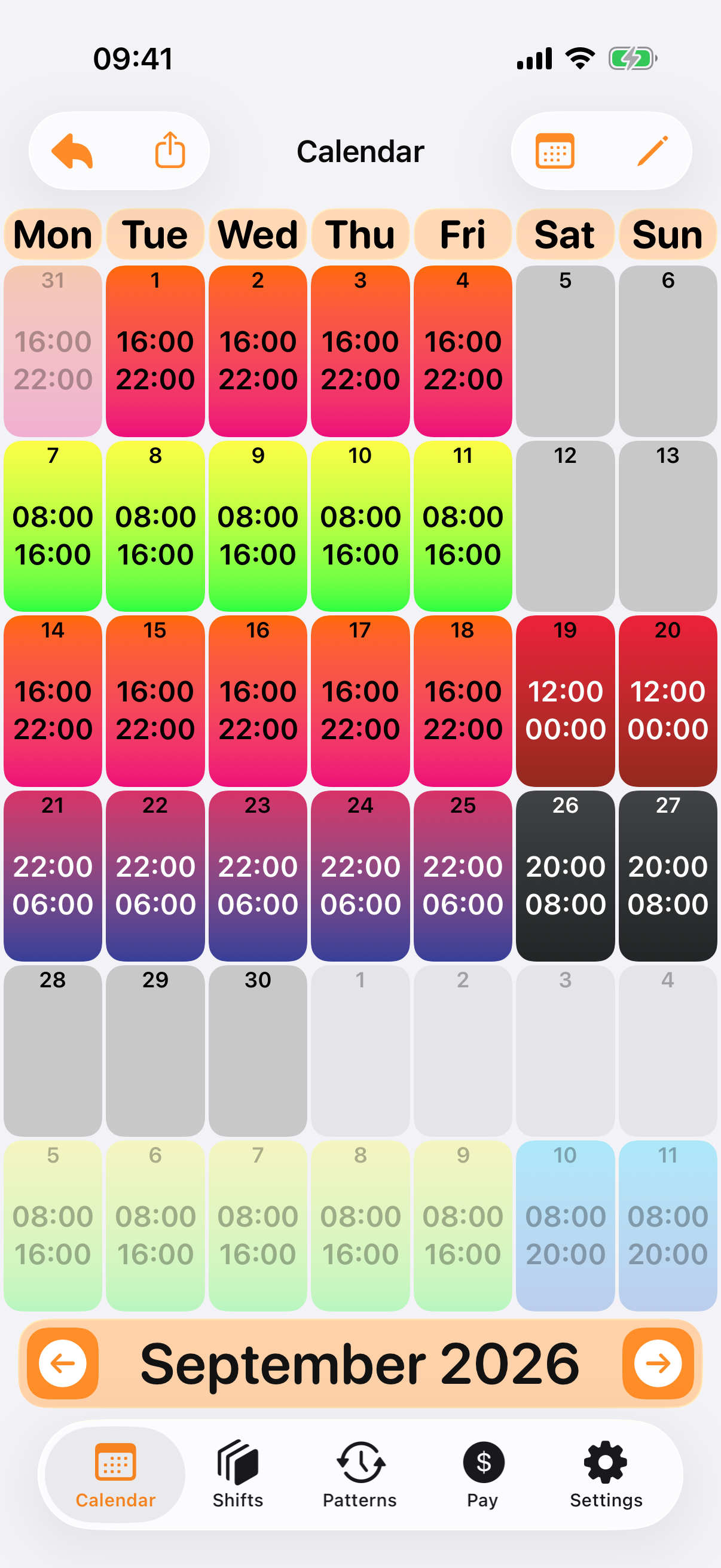 Clear calendar view