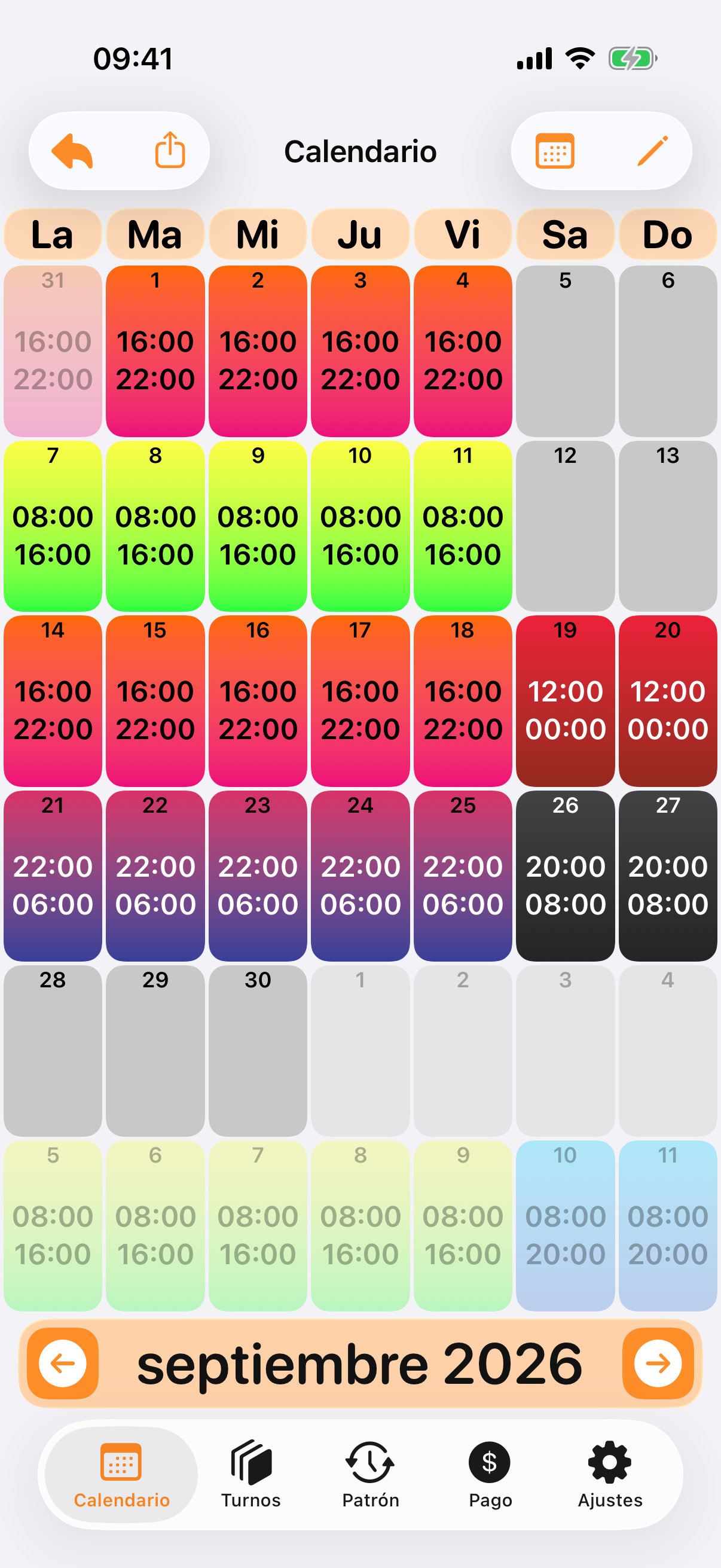 Calendario claro